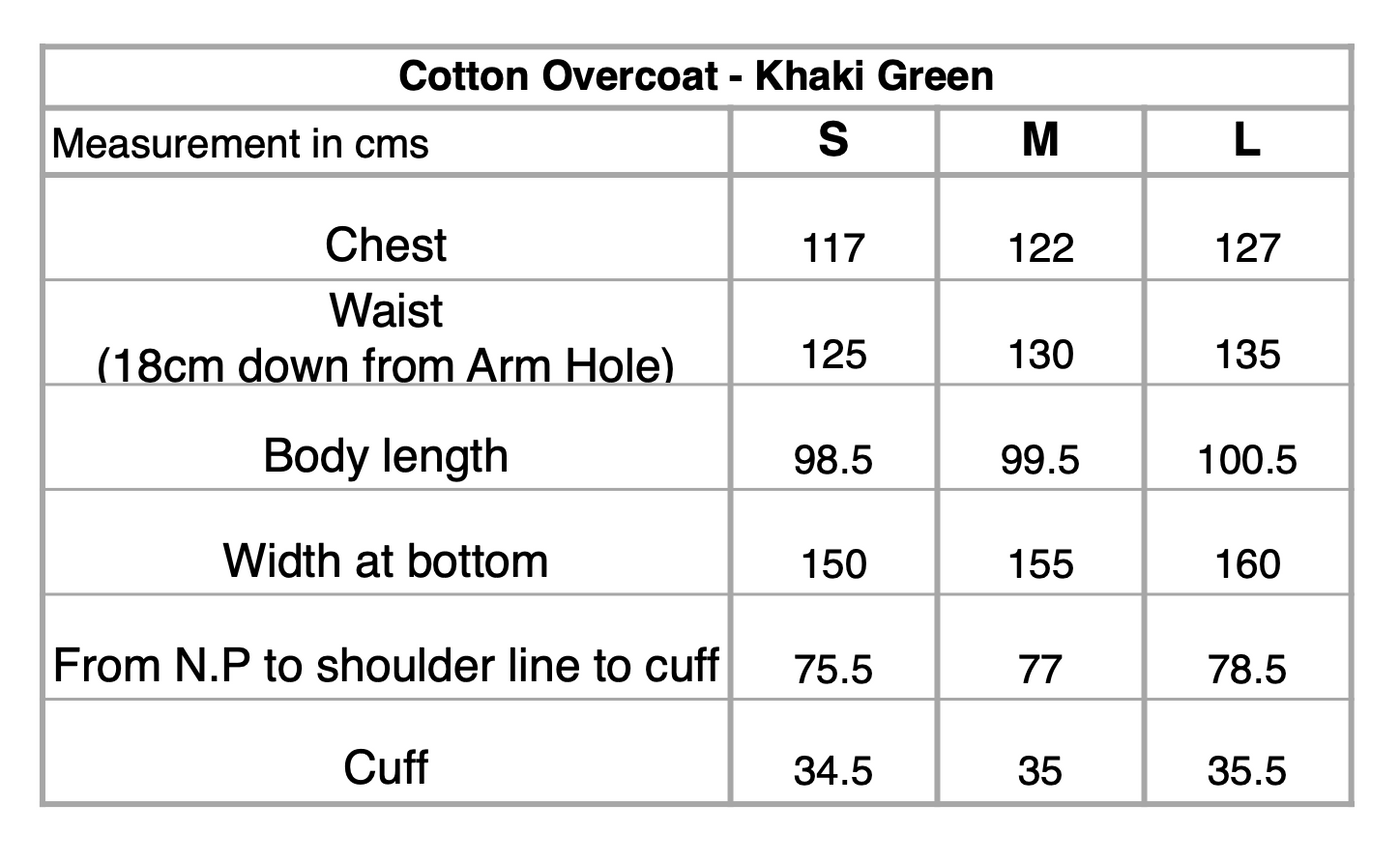 Cotton Overcoat - Khaki Green}