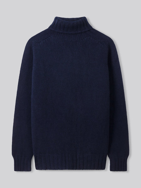 Oversized Polo Neck Knit - Navy