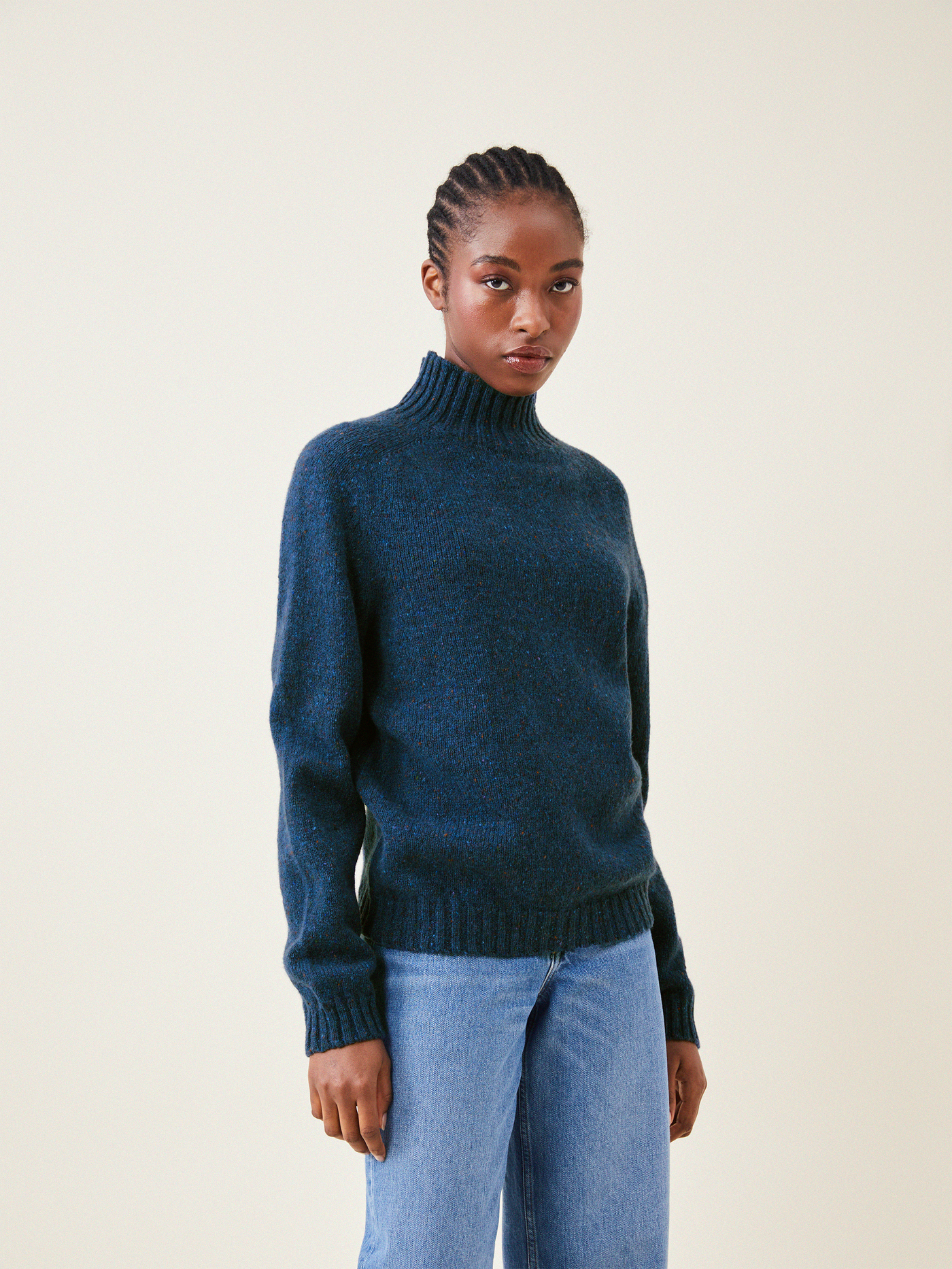 Mock Turtle Knit - Flecked Denim}