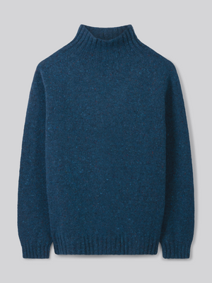 Mock Turtle Knit - Flecked Denim